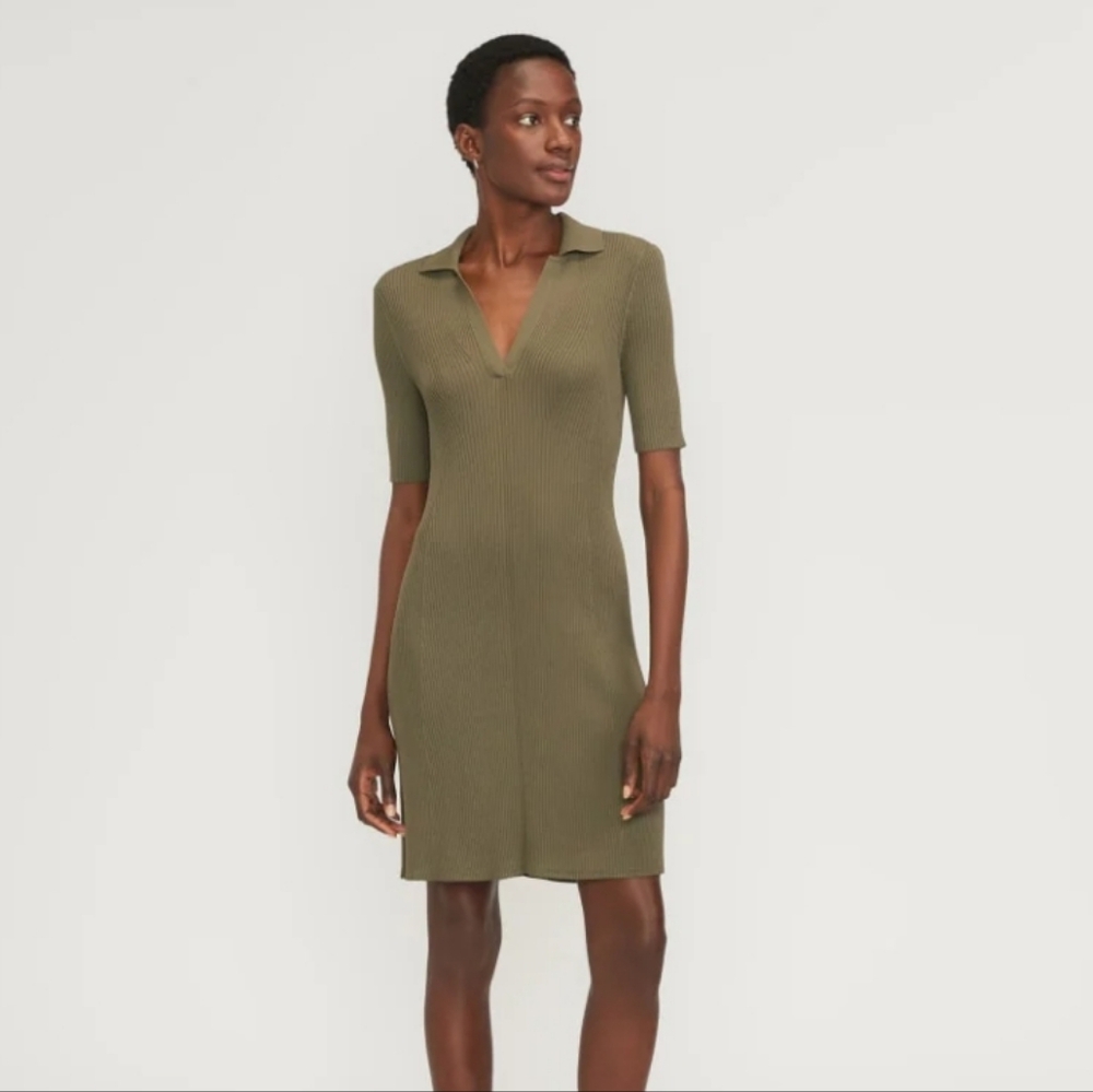 Everlane Ribbed Short Sleeve Polo Dress